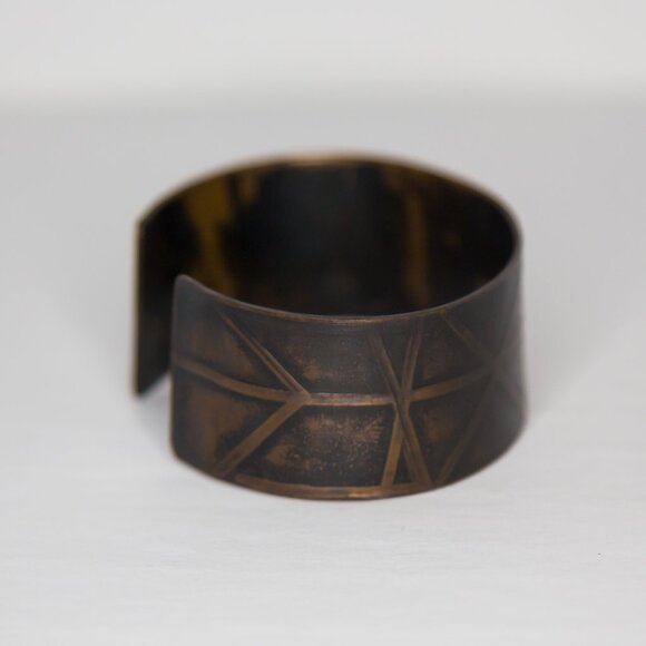 SOLD Vintage Bronze Rune Print Viking Cuff Bracelet - Picture 5 of 11